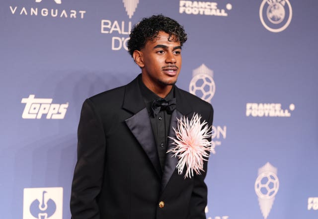 Barcelona’s Lamine Yamal on the red carpet