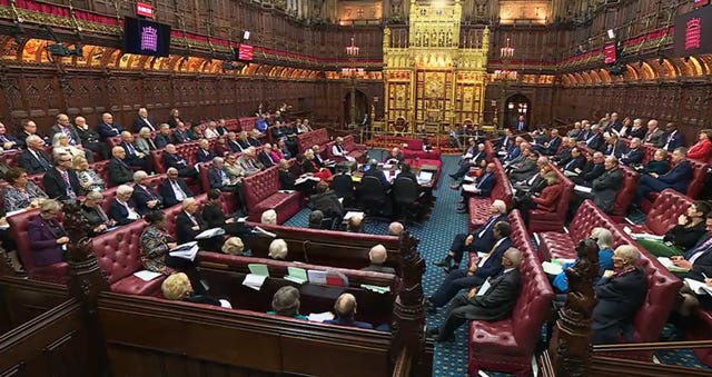 Peers in the House of Lords during the debate for the Terminally Ill Adults (End of Life) Bill last year 