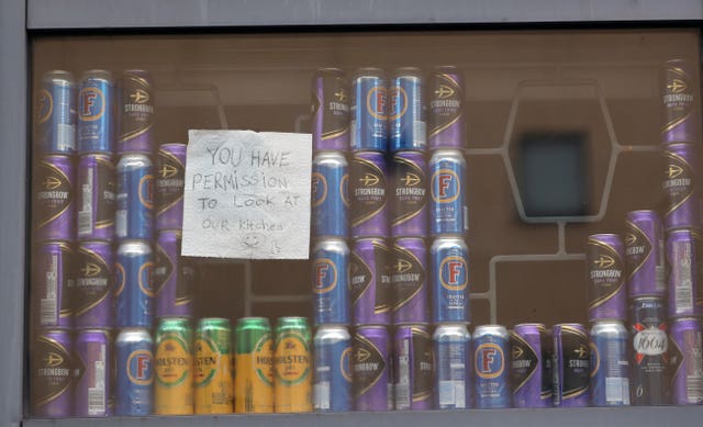 Sign on a window at Manchester Metropolitan University’s Birley campus