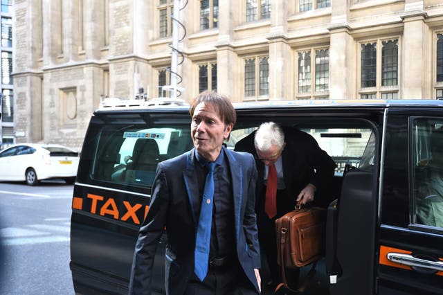 Sir Cliff Richard arrives for his continuing legal action against the BBC