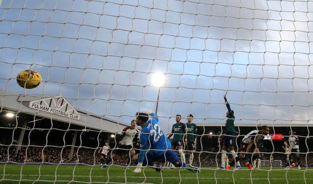 Bobby De Cordova-Reid, foreground right, scores Fulham’s winner against Arsenal last season