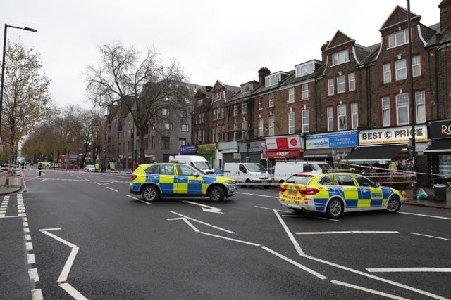 Police at the scene in Stamford Hill (