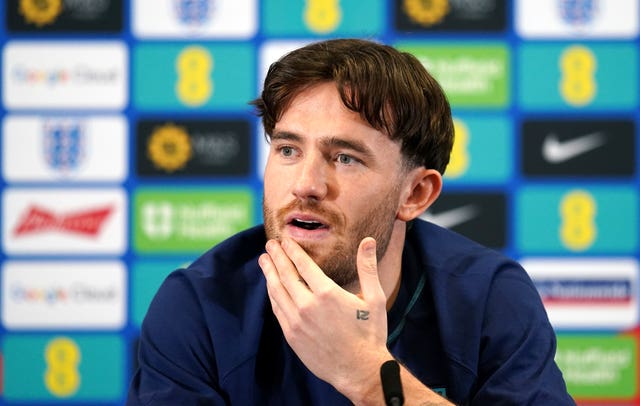 England defender Ben Chilwell speaking at a press conference