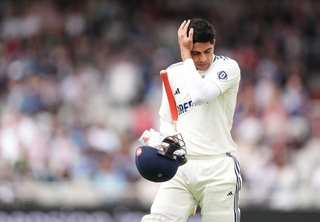 India's Shubman Gill leaves the field after being caught off the bowling of England's Jofra Archer