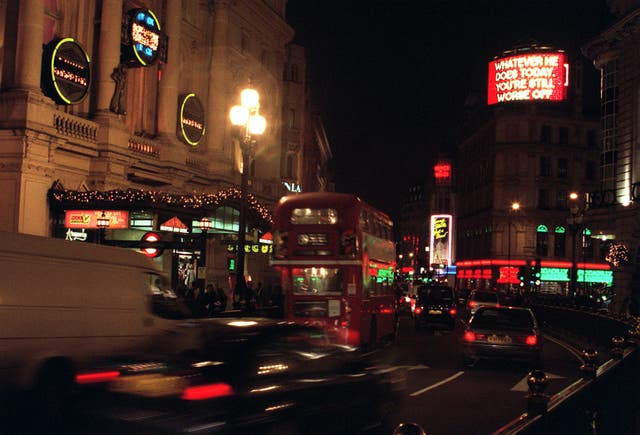 Labour advertises on the Piccadilly Circus billboards (Neil Munns/PA)