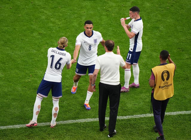 England’s Trent Alexander-Arnold (centre) is replaced by team-mate Conor Gallagher