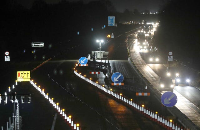 Traffic on the M20 near Ashford in Kent