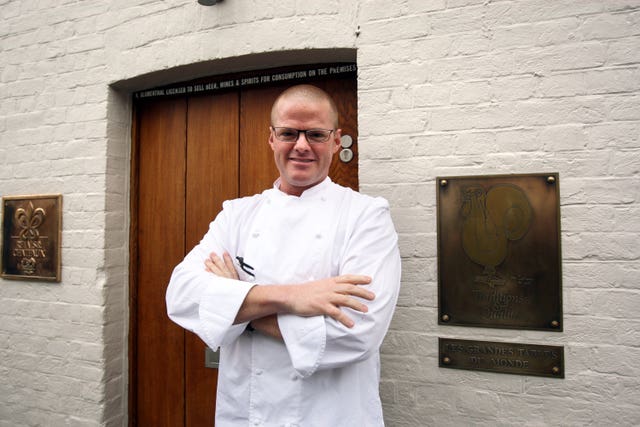 Heston Blumenthal outside his Fat Duck restaurant in Bray, Berkshire, in 2009