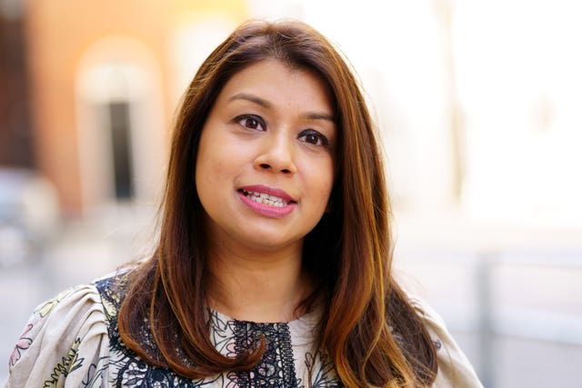 Tulip Siddiq MP talks to the media after the meeting with Mr Johnson 