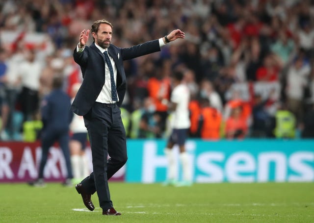 Gareth Southgate celebrates victory over Denmark in the Euro 2020 semi-final