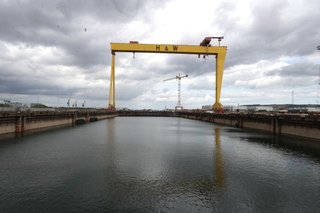 The Harland and Wolff shipyard after workers voted to continue their occupation