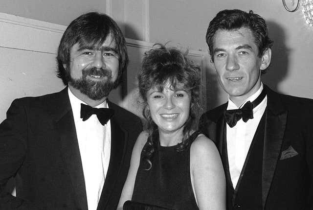 Alan Bleasdale, author of Boys from the Blackstuff (L) with Julie Walters, who played Yosser Hughes’s wife in the BBC TV series, and Ian McKellen who played Walter in the Channel 4 TV play (PA)