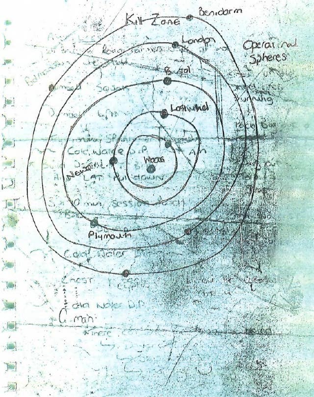 Handwritten notes left by killer