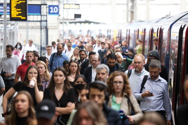 Passengers at Waterloo station, as train services continue to be disrupted following the nationwide strike by members of the union in a bitter dispute over pay, jobs and conditions