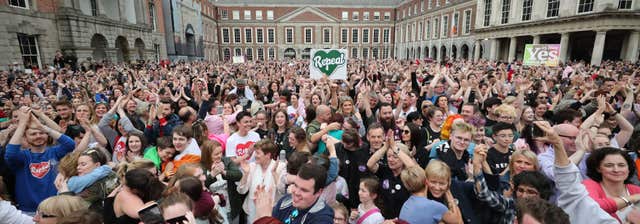 Yes campaigners in Dublin Castle (Niall Carson/PA)