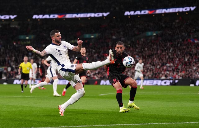 Kyle Walker in action against Albania last year 