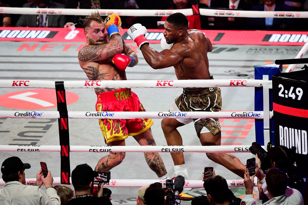 Jake Paul broke his jaw in defeat to Anthony Joshua (JC Ruiz/PA)