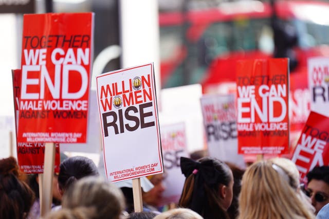 People take part in the annual Million Women Rise march in central London 