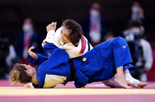 Chelsie Giles celebrates claiming judo bronze
