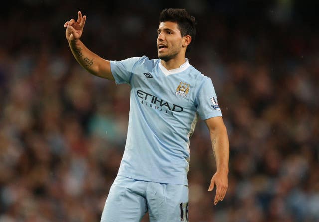 Sergio Aguero celebrates a brace on his debut