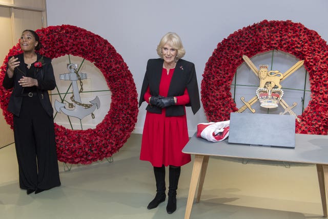 The Duchess of Cornwall opened the new facilities at the Poppy Factory in Richmond in November, 2021 (Geoff Pugh/Daily Telegraph/PA)