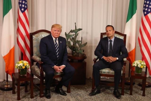 Donald Trump (left) and Leo Varadkar hold a bilateral meeting 