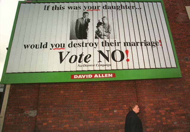 One of the billboards urging people to oppose the divorce referendum 