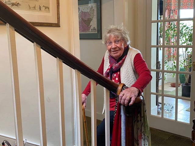 Undated handout photo of Margaret Payne at her home in Ardvar, Sutherland. The 90-year-old finished her challenge to climb the equivalent height of Suilven on her stairs