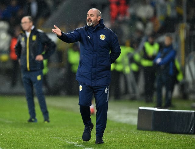 Steve Clarke urges his Scotland side on against Ukraine