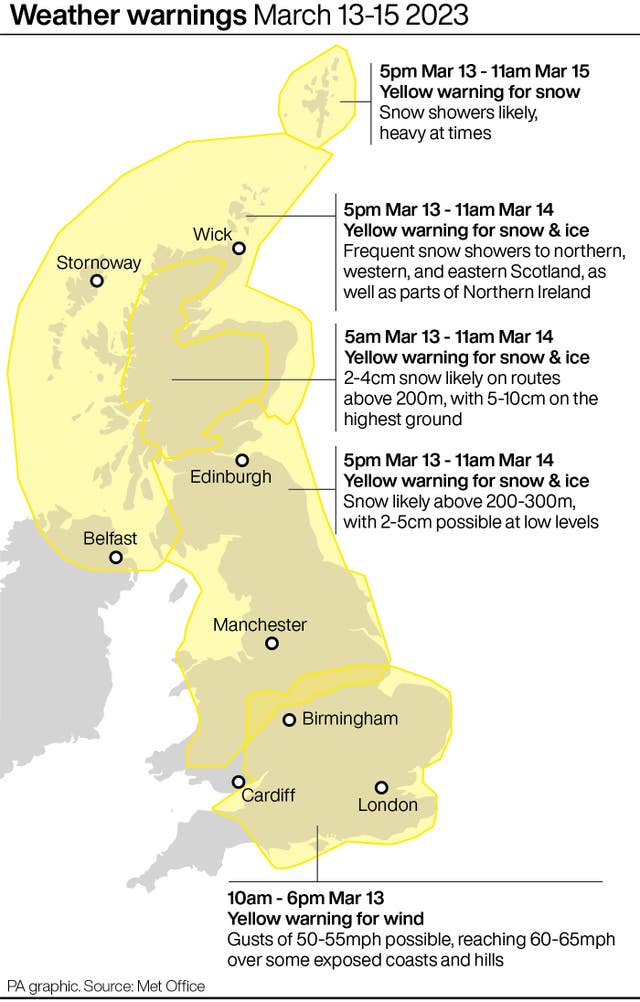 Weather warnings March 13-15 2023