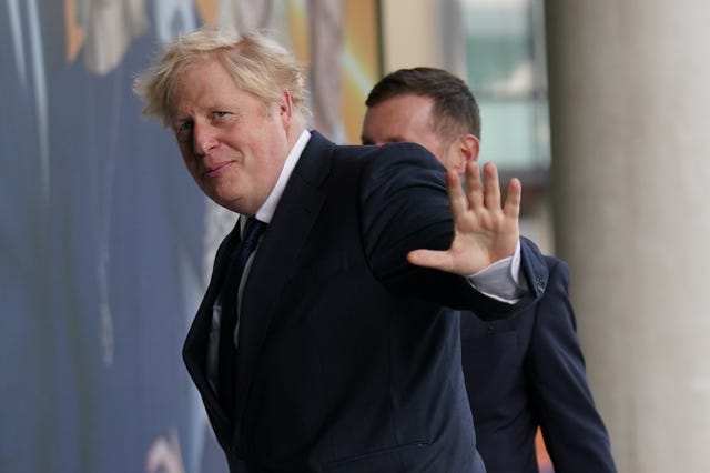 Prime Minister Boris Johnson arrives at Media City in Salford, to appear on the BBC1 current affairs programme, The Andrew Marr Show 