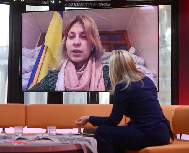 Olha Stefanishyna, deputy prime minister of Ukraine, being interviewed by host Sophie Raworth on the BBC One current affairs programme