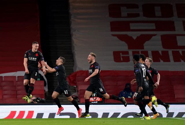 Slavia Prague scored a last-gasp leveller at Arsenal