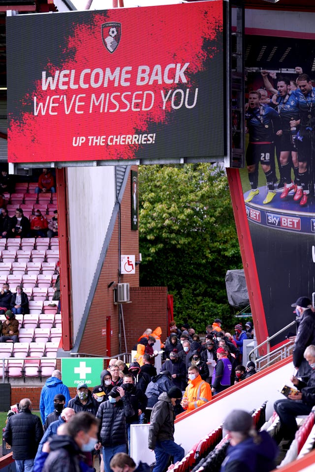 Fans were welcomed back at the Vitality Stadium