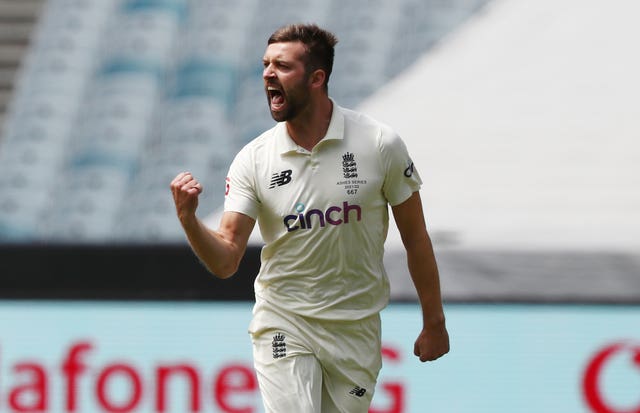 England’s Mark Wood celebrates the wicket of Australia’s Marnus Labuschagne