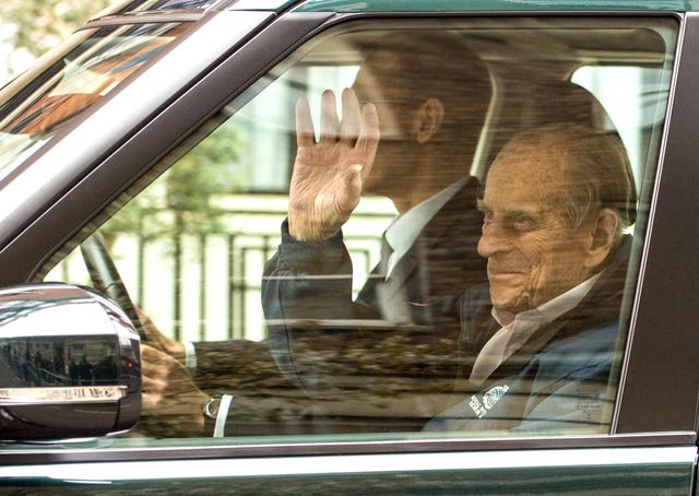 Philip leaving King Edward VII's Hospital after hip surgery in 2018. (Dominic Lipinski/PA Wire)