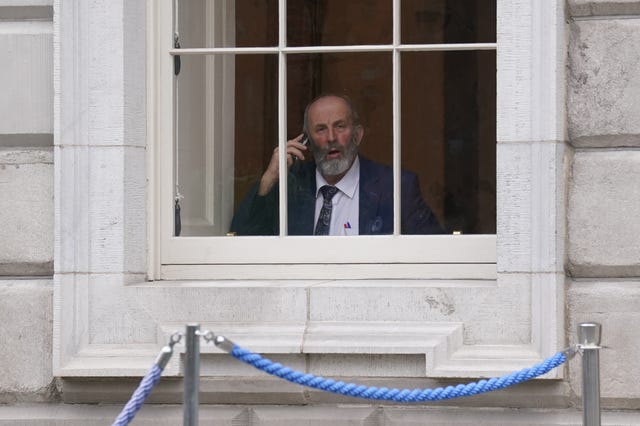 Danny Healy-Rae on his mobile phone at Leinster House