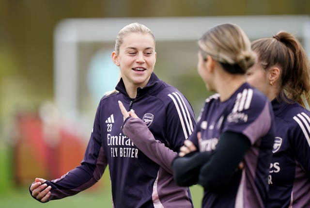 Arsenal forward Alessia Russo during a training session on Monday