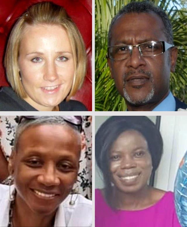 Composite photo of four handout images of  Lisa Gardiner, Dexter Augustus, Jennifer Smith, and Abigael Muamba