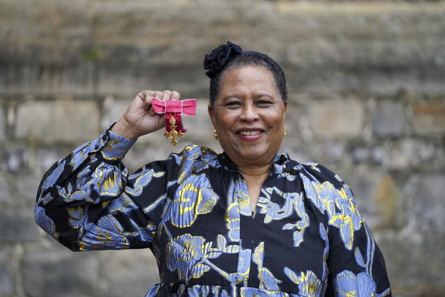 Composer and pianist Eleanor Alberga from Ludlow with her OBE for services to music following an investiture ceremony by the Princess Royal at Windsor Castle 