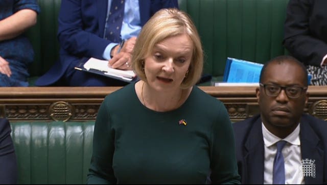 Prime Minister Liz Truss setting out her energy plan to MPs 