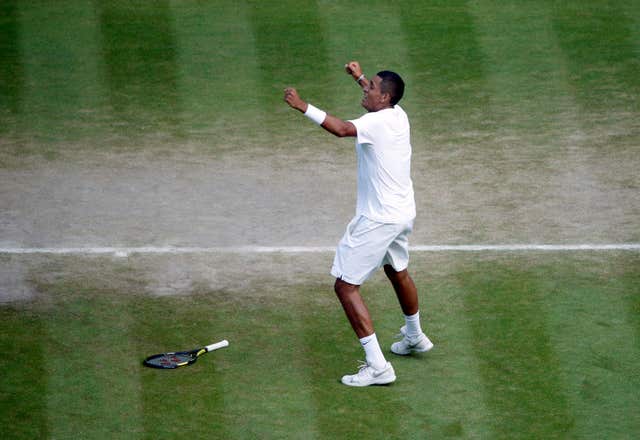 Nick Kyrgios celebrates winning