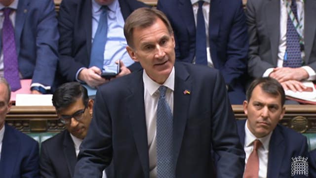 Chancellor Jeremy Hunt delivering his autumn statement to MPs in the House of Commons