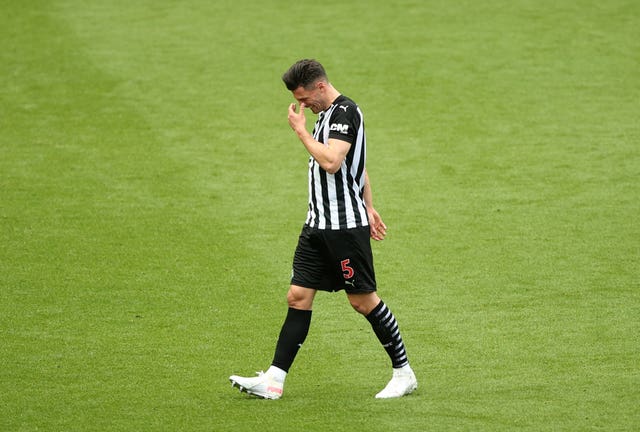 Fabian Schar was shown a late red card at St James'' Park