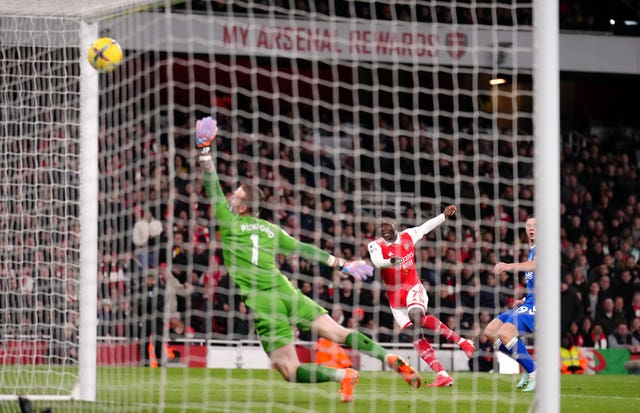 Bukayo Saka rifles in Arsenal's opener