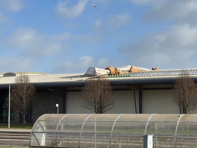 Damage caused to the roof of Bangor Aurora Leisure Centre