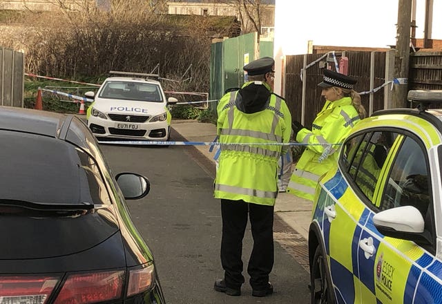 The police cordon in Hillman Avenue, Jaywick, after 68-year-old grandmother Esther Martin was savaged to death by two dogs