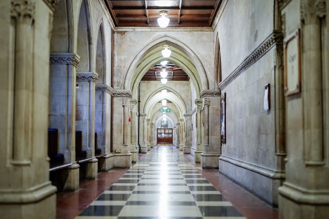 A hallway at the Royal Courts of Justice in central London (Aaron Chown/PA)