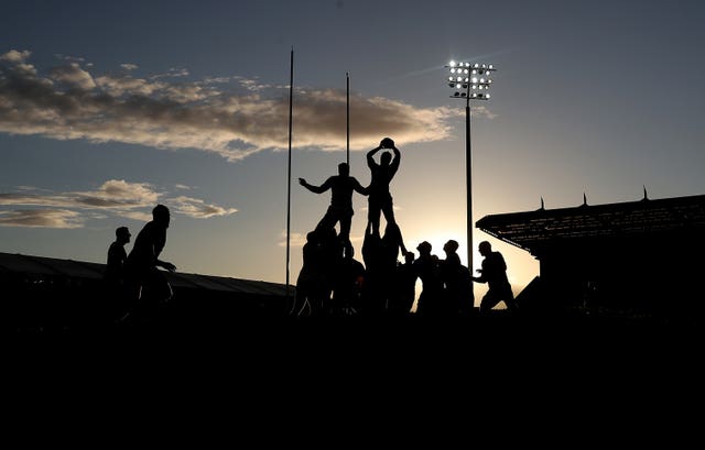 Players from Exeter and London Irish contest a line-out at Sandy Park in September. The Chiefs suffered a surprise 22-19 defeat but recovered to defeat Wasps in the Premiership Grand Final and clinch a second title in four seasons