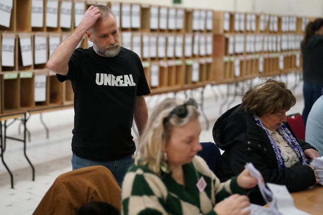 Counting continues at Nemo Rangers GAA Club in Cork on Monday